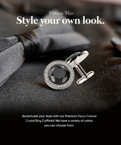 Bling Colorstone Cufflinks with Discus Setting in a Box by Vittorio Vico (CL11XX) (cl - 1131) for Independent Retail Stores by Dubal Brothers