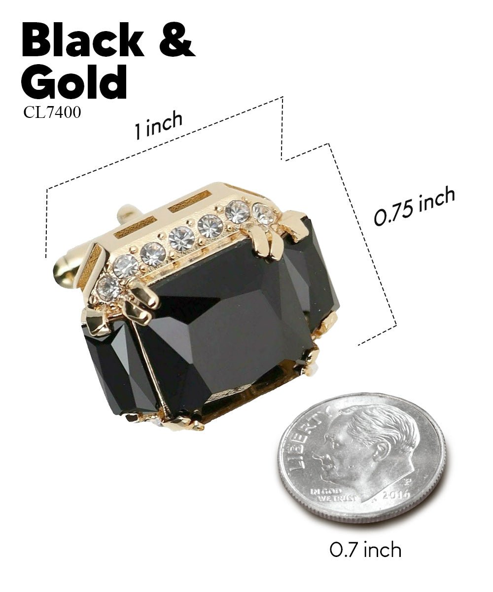 BLING Colorstone Cufflinks with Flanked Rectangular Crystal in a Box by Vittorio Vico (CL74XX) (CL - 7400) for Independent Retail Stores by Dubal Brothers