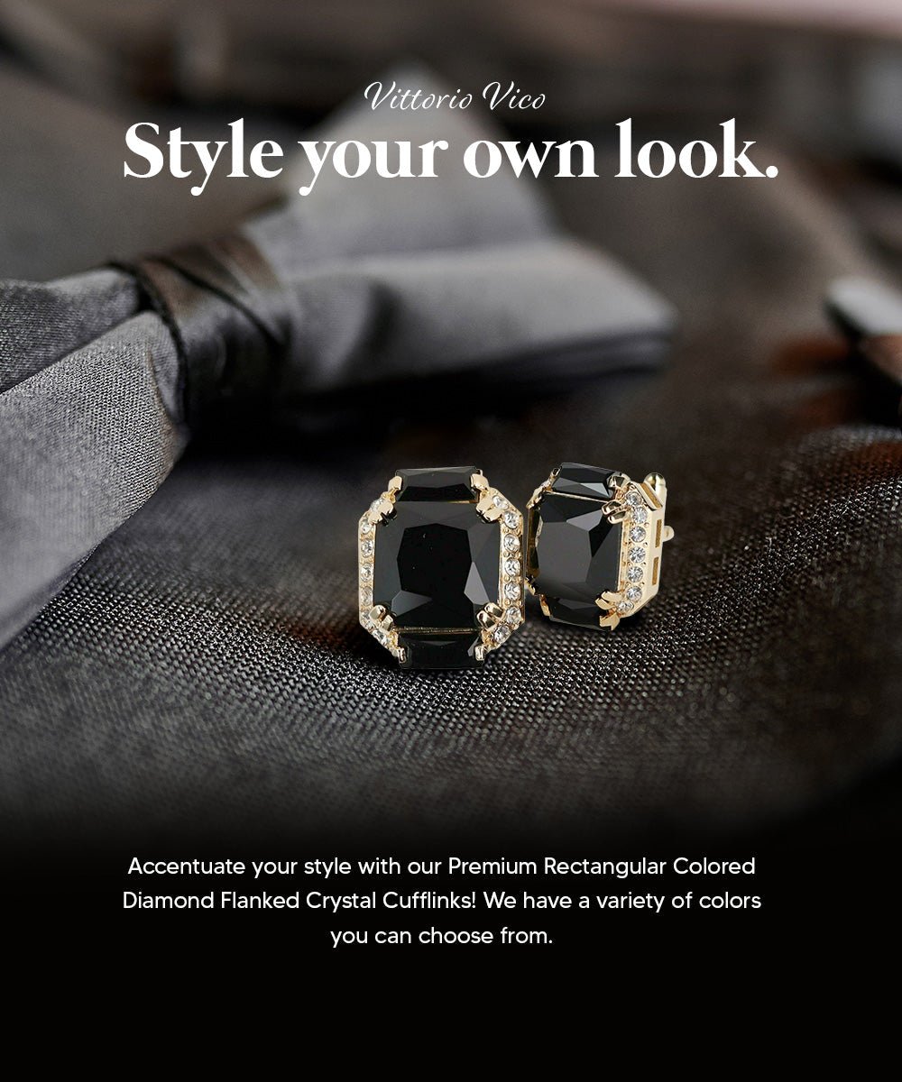 BLING Colorstone Cufflinks with Flanked Rectangular Crystal in a Box by Vittorio Vico (CL74XX) (CL - 7400) for Independent Retail Stores by Dubal Brothers