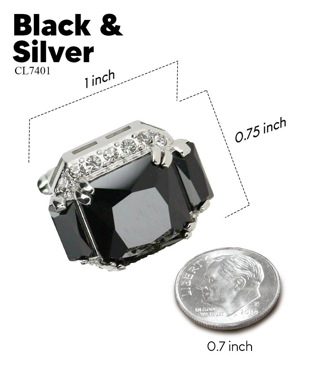 BLING Colorstone Cufflinks with Flanked Rectangular Crystal in a Box by Vittorio Vico (CL74XX) (CL - 7401) for Independent Retail Stores by Dubal Brothers