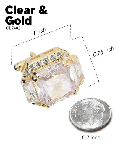 BLING Colorstone Cufflinks with Flanked Rectangular Crystal in a Box by Vittorio Vico (CL74XX) (CL - 7402) for Independent Retail Stores by Dubal Brothers