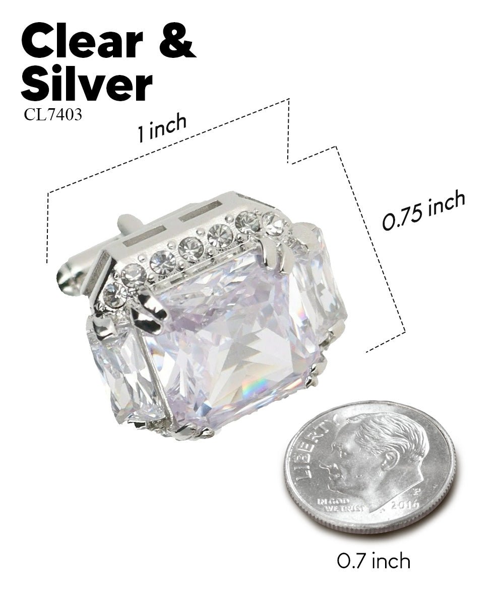 BLING Colorstone Cufflinks with Flanked Rectangular Crystal in a Box by Vittorio Vico (CL74XX) (CL - 7403) for Independent Retail Stores by Dubal Brothers