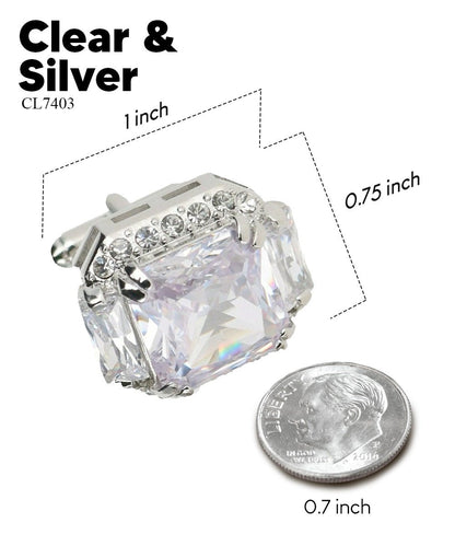 BLING Colorstone Cufflinks with Flanked Rectangular Crystal in a Box by Vittorio Vico (CL74XX) (CL - 7403) for Independent Retail Stores by Dubal Brothers