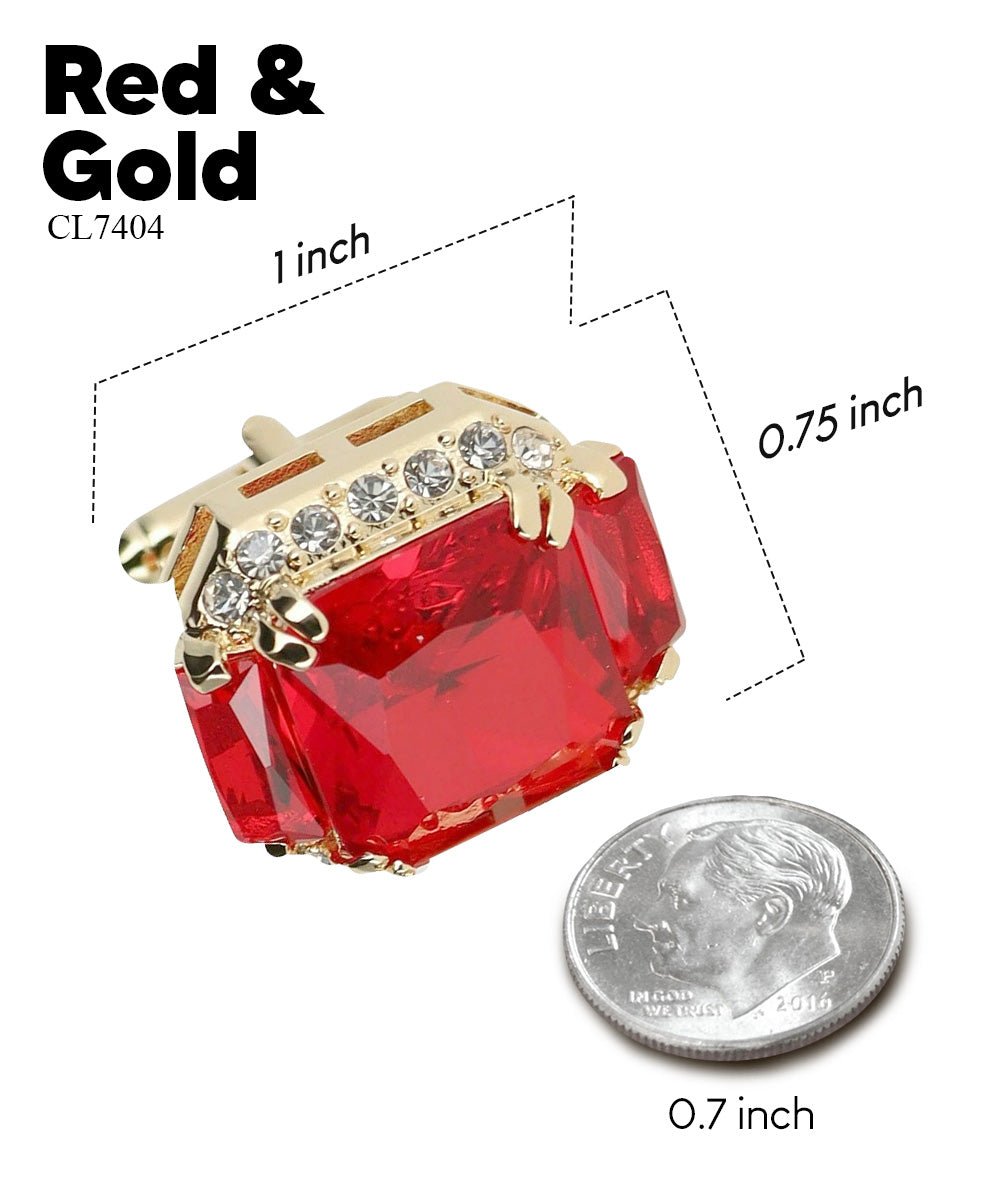 BLING Colorstone Cufflinks with Flanked Rectangular Crystal in a Box by Vittorio Vico (CL74XX) (CL - 7404) for Independent Retail Stores by Dubal Brothers