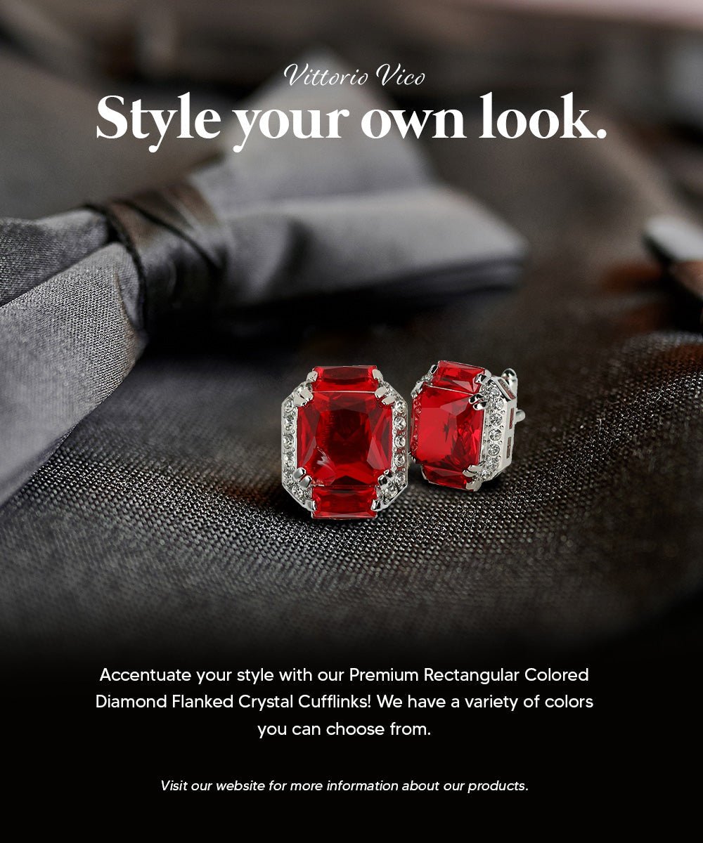 BLING Colorstone Cufflinks with Flanked Rectangular Crystal in a Box by Vittorio Vico (CL74XX) (CL - 7405) for Independent Retail Stores by Dubal Brothers