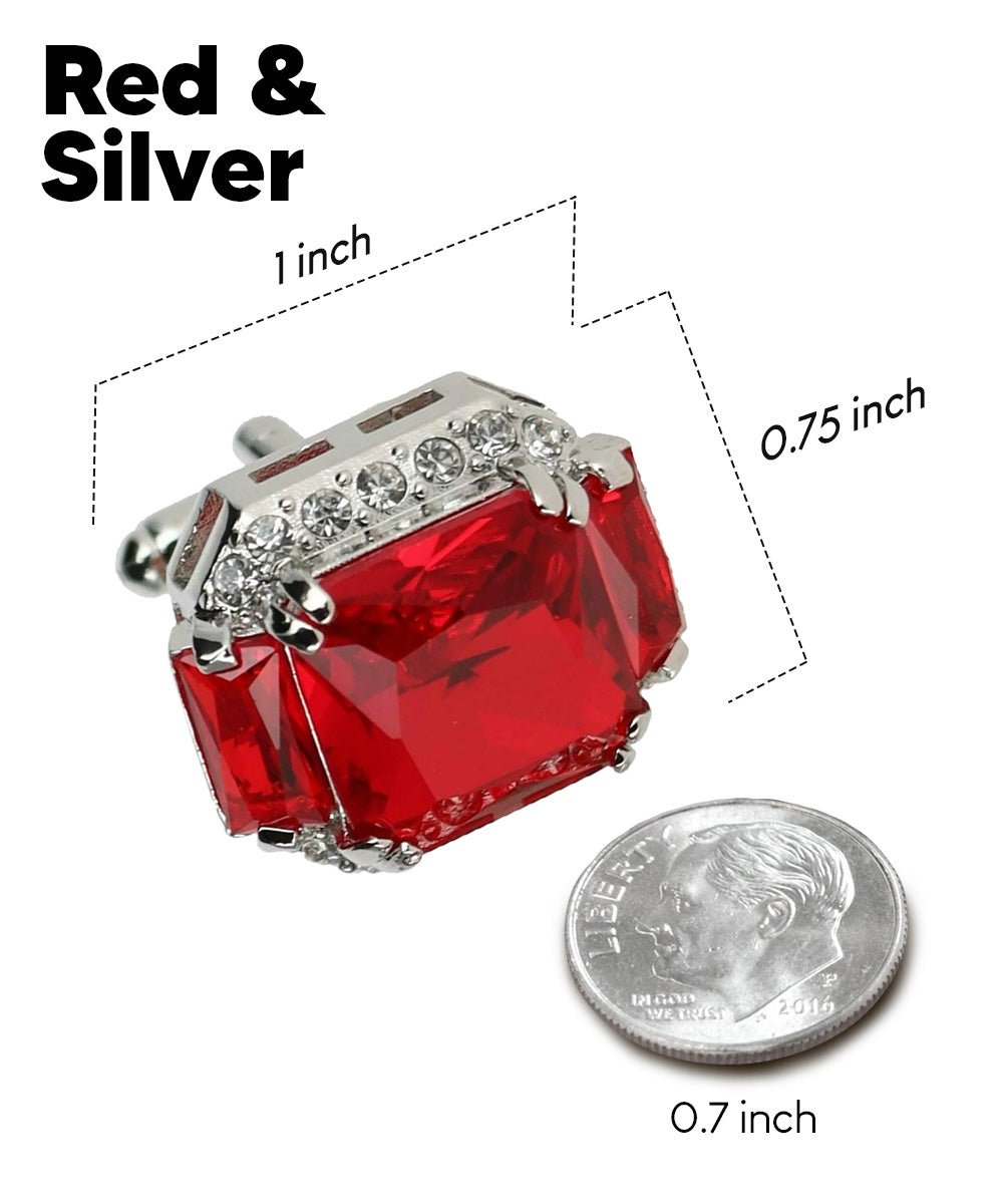 BLING Colorstone Cufflinks with Flanked Rectangular Crystal in a Box by Vittorio Vico (CL74XX) (CL - 7405) for Independent Retail Stores by Dubal Brothers