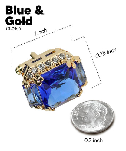 BLING Colorstone Cufflinks with Flanked Rectangular Crystal in a Box by Vittorio Vico (CL74XX) (CL - 7406) for Independent Retail Stores by Dubal Brothers