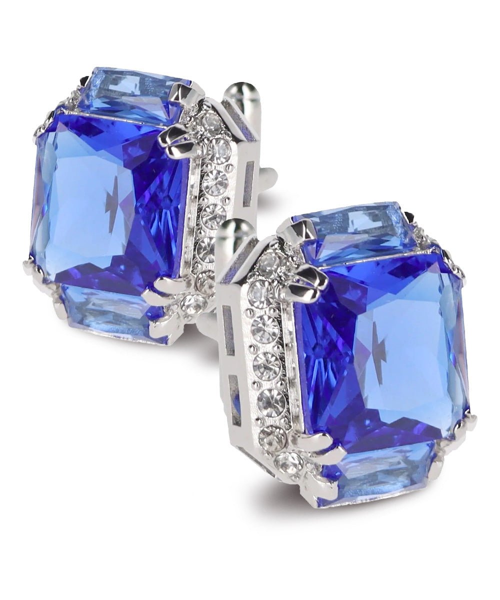 BLING Colorstone Cufflinks with Flanked Rectangular Crystal in a Box by Vittorio Vico (CL74XX) (CL - 7407) for Independent Retail Stores by Dubal Brothers