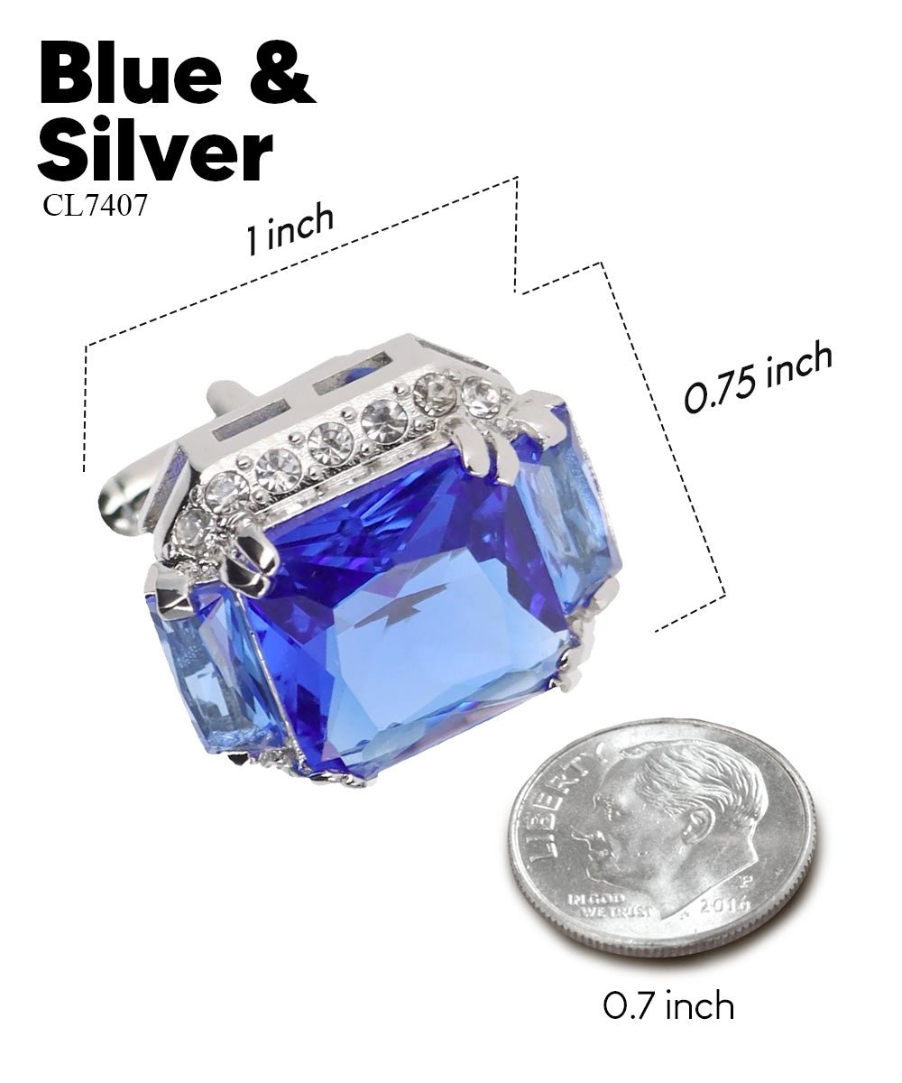 BLING Colorstone Cufflinks with Flanked Rectangular Crystal in a Box by Vittorio Vico (CL74XX) (CL - 7407) for Independent Retail Stores by Dubal Brothers