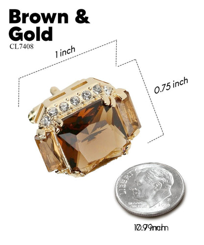 BLING Colorstone Cufflinks with Flanked Rectangular Crystal in a Box by Vittorio Vico (CL74XX) (CL - 7408) for Independent Retail Stores by Dubal Brothers