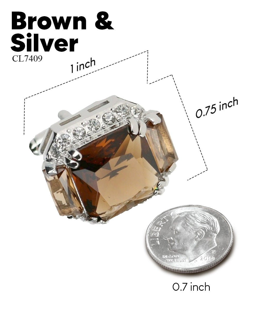 BLING Colorstone Cufflinks with Flanked Rectangular Crystal in a Box by Vittorio Vico (CL74XX) (CL - 7409) for Independent Retail Stores by Dubal Brothers