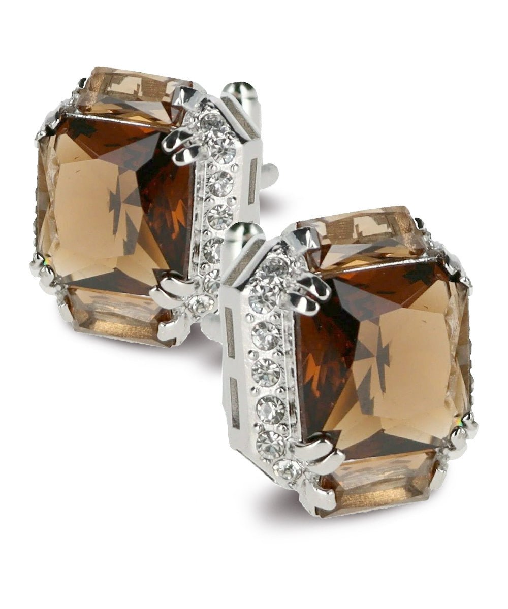 BLING Colorstone Cufflinks with Flanked Rectangular Crystal in a Box by Vittorio Vico (CL74XX) (CL - 7409) for Independent Retail Stores by Dubal Brothers