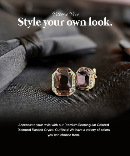 BLING Colorstone Cufflinks with Flanked Rectangular Crystal in a Box by Vittorio Vico (CL74XX) (CL - 7410) for Independent Retail Stores by Dubal Brothers