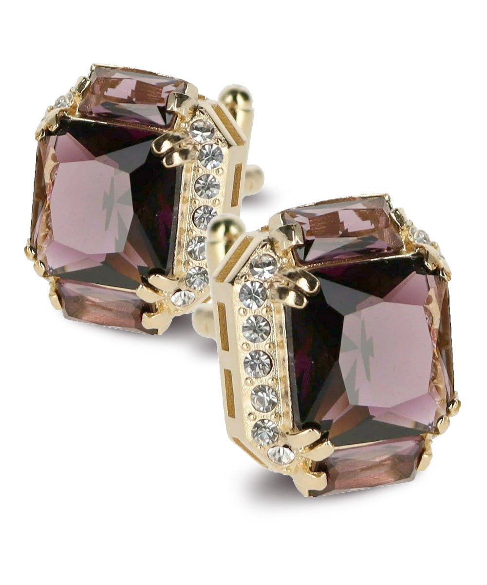 BLING Colorstone Cufflinks with Flanked Rectangular Crystal in a Box by Vittorio Vico (CL74XX) (CL - 7410) for Independent Retail Stores by Dubal Brothers