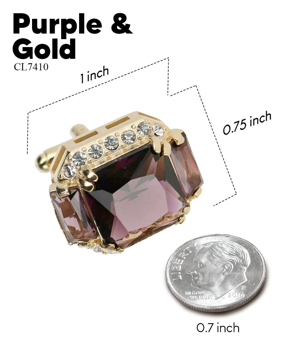 BLING Colorstone Cufflinks with Flanked Rectangular Crystal in a Box by Vittorio Vico (CL74XX) (CL - 7410) for Independent Retail Stores by Dubal Brothers