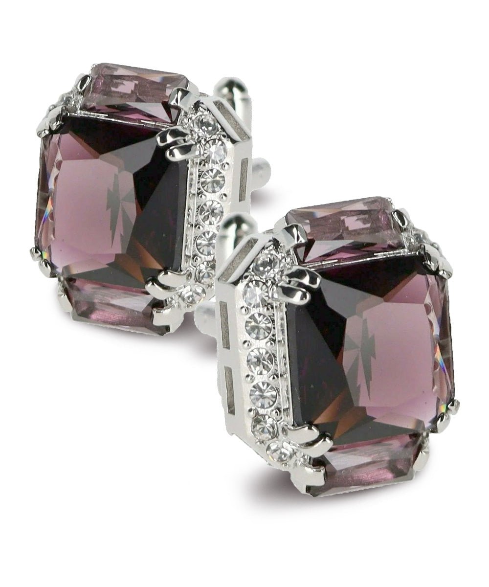 BLING Colorstone Cufflinks with Flanked Rectangular Crystal in a Box by Vittorio Vico (CL74XX) (CL - 7411) for Independent Retail Stores by Dubal Brothers