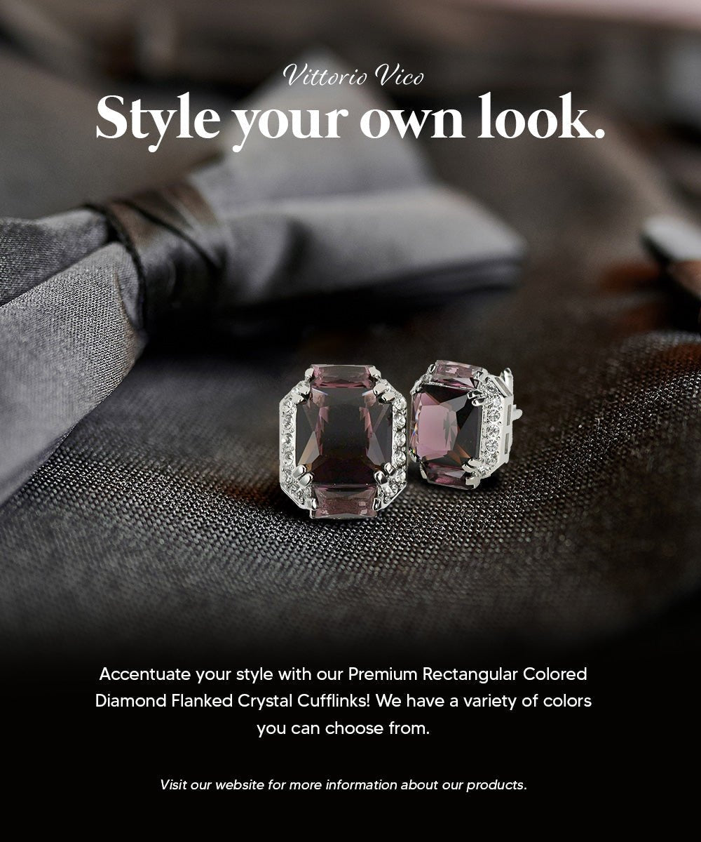 BLING Colorstone Cufflinks with Flanked Rectangular Crystal in a Box by Vittorio Vico (CL74XX) (CL - 7411) for Independent Retail Stores by Dubal Brothers