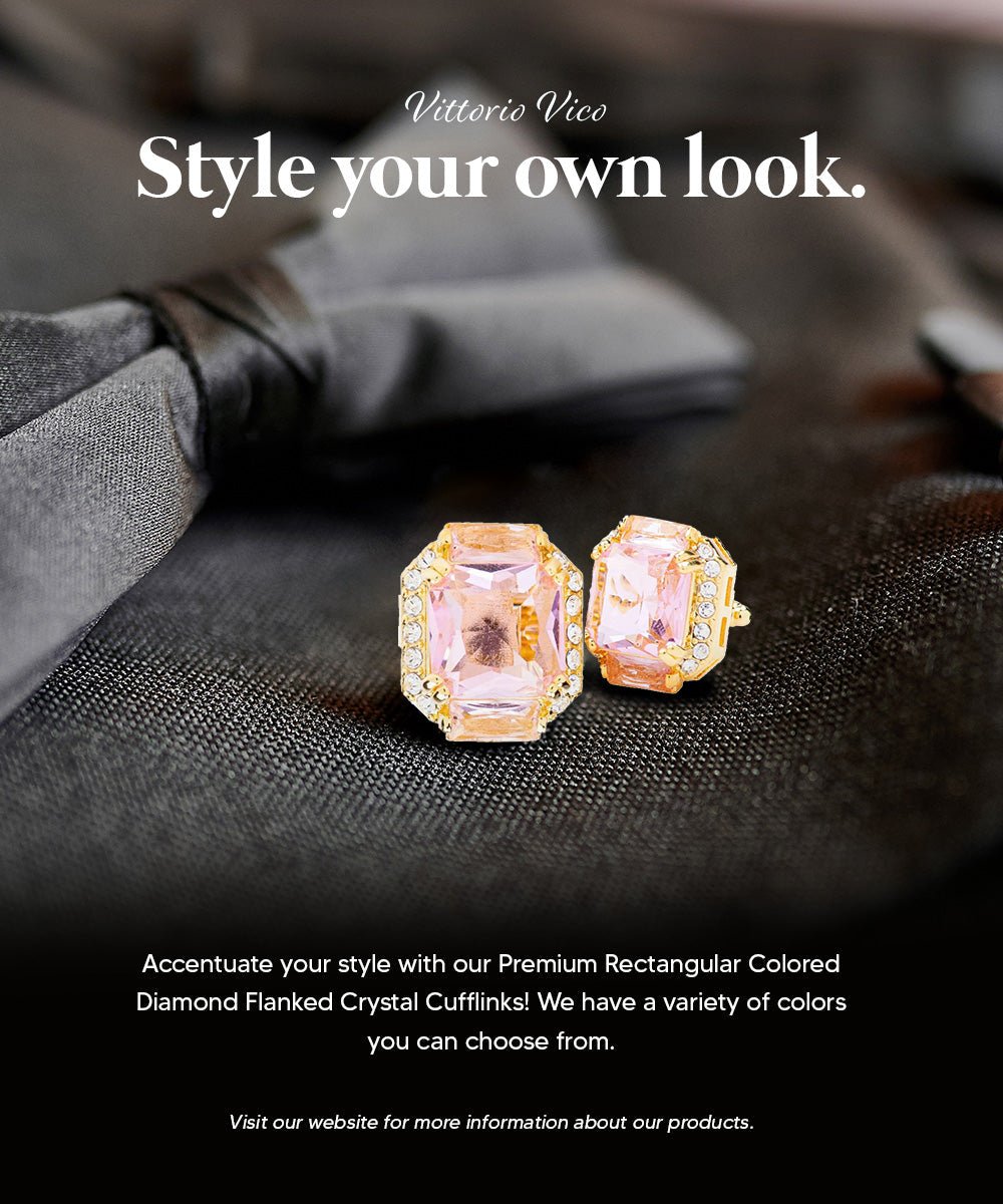 BLING Colorstone Cufflinks with Flanked Rectangular Crystal in a Box by Vittorio Vico (CL74XX) (CL - 7412) for Independent Retail Stores by Dubal Brothers