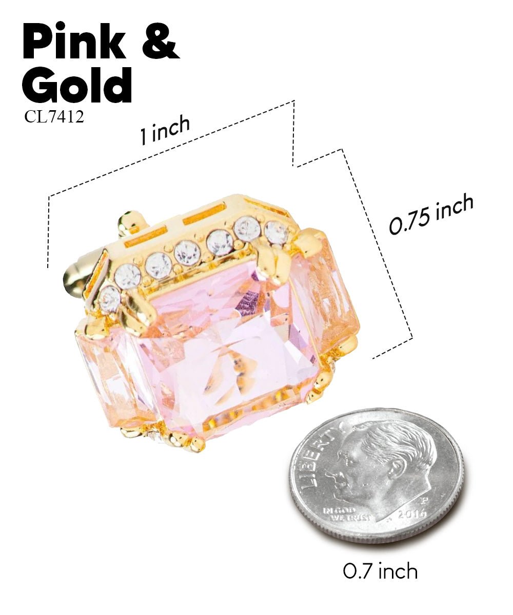 BLING Colorstone Cufflinks with Flanked Rectangular Crystal in a Box by Vittorio Vico (CL74XX) (CL - 7412) for Independent Retail Stores by Dubal Brothers