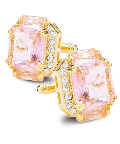 BLING Colorstone Cufflinks with Flanked Rectangular Crystal in a Box by Vittorio Vico (CL74XX) (CL - 7412) for Independent Retail Stores by Dubal Brothers