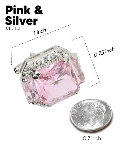 BLING Colorstone Cufflinks with Flanked Rectangular Crystal in a Box by Vittorio Vico (CL74XX) (CL - 7413) for Independent Retail Stores by Dubal Brothers