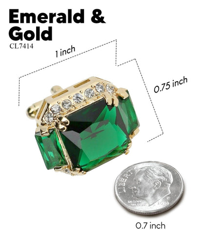 BLING Colorstone Cufflinks with Flanked Rectangular Crystal in a Box by Vittorio Vico (CL74XX) (CL - 7414) for Independent Retail Stores by Dubal Brothers