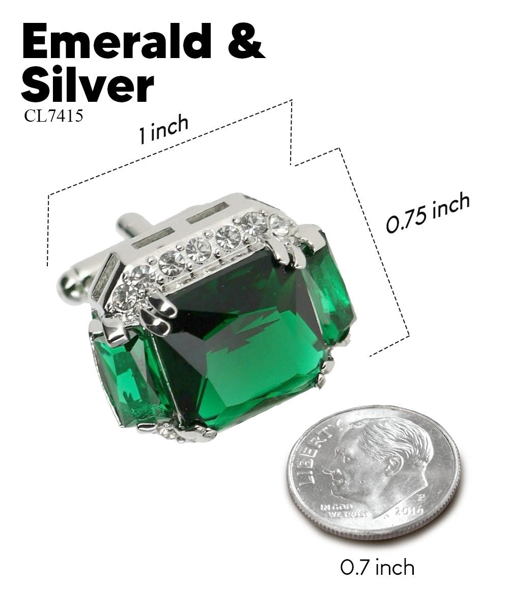 BLING Colorstone Cufflinks with Flanked Rectangular Crystal in a Box by Vittorio Vico (CL74XX) (CL - 7415) for Independent Retail Stores by Dubal Brothers