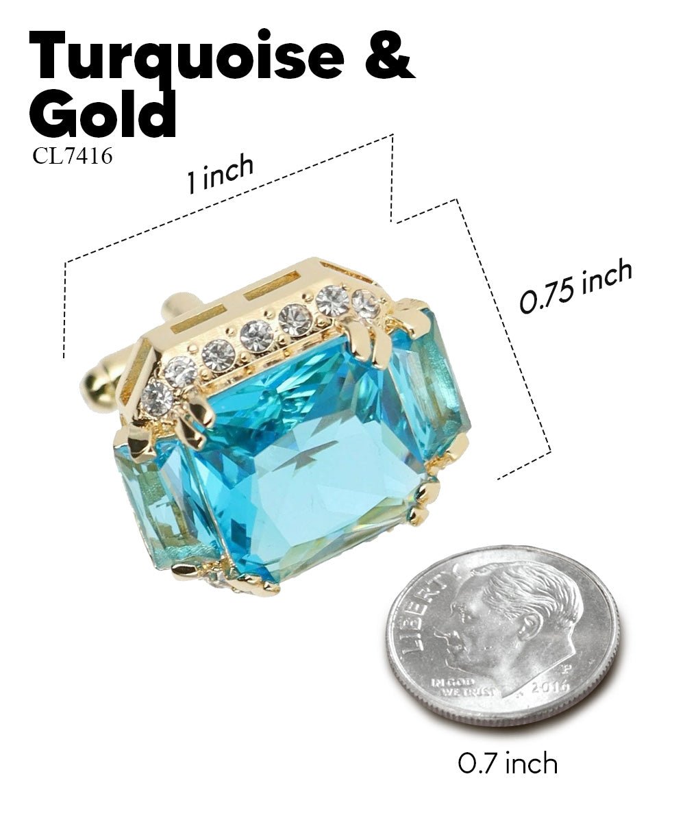 BLING Colorstone Cufflinks with Flanked Rectangular Crystal in a Box by Vittorio Vico (CL74XX) (CL - 7416) for Independent Retail Stores by Dubal Brothers