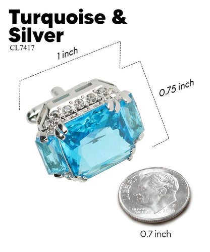 BLING Colorstone Cufflinks with Flanked Rectangular Crystal in a Box by Vittorio Vico (CL74XX) (CL - 7417) for Independent Retail Stores by Dubal Brothers