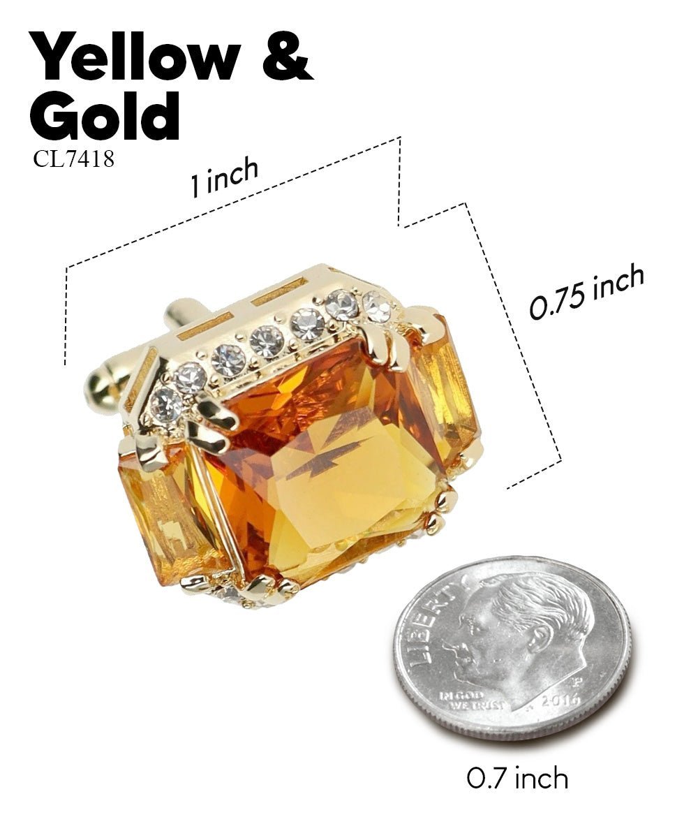 BLING Colorstone Cufflinks with Flanked Rectangular Crystal in a Box by Vittorio Vico (CL74XX) (CL - 7418) for Independent Retail Stores by Dubal Brothers