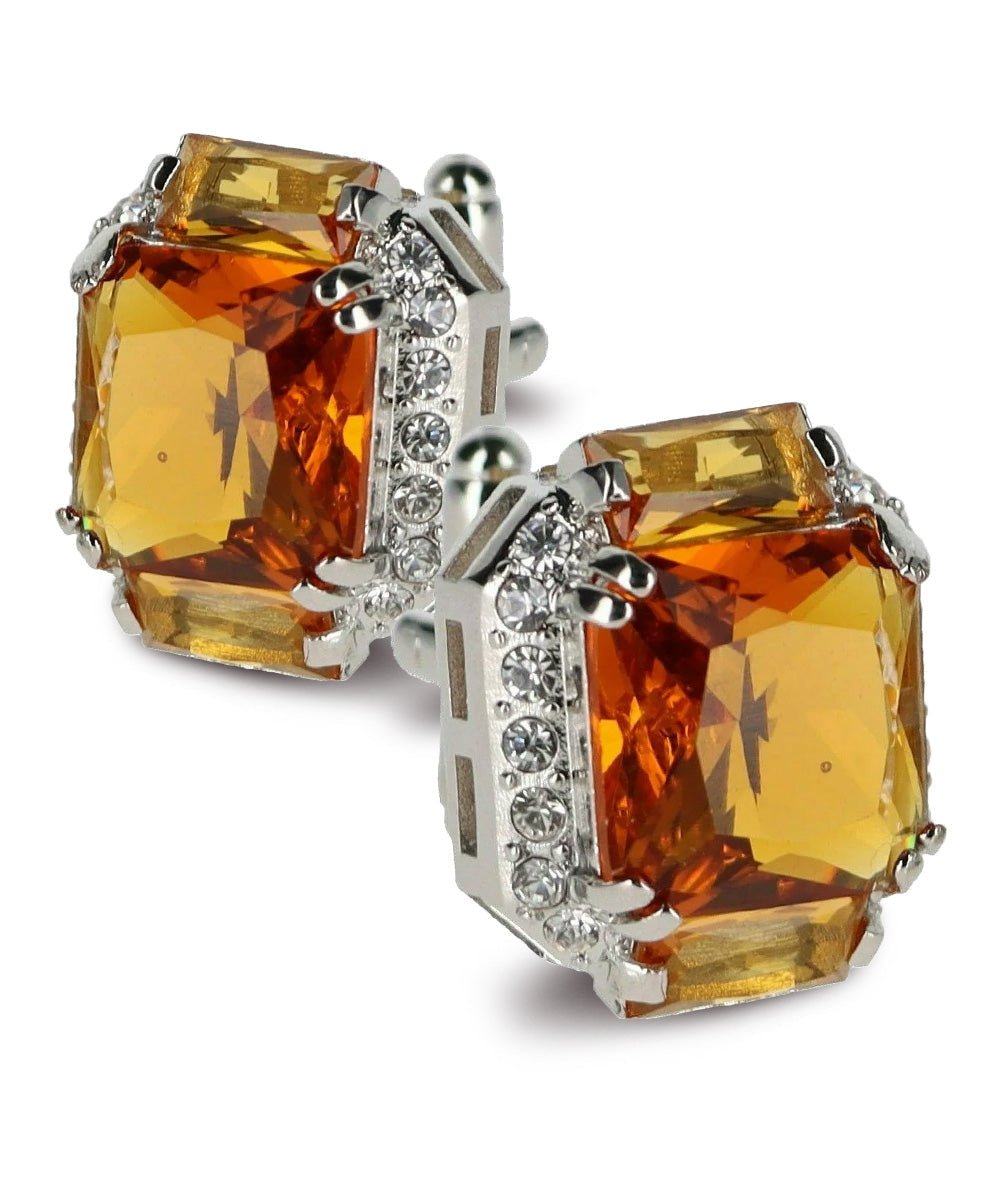 BLING Colorstone Cufflinks with Flanked Rectangular Crystal in a Box by Vittorio Vico (CL74XX) (CL - 7419) for Independent Retail Stores by Dubal Brothers