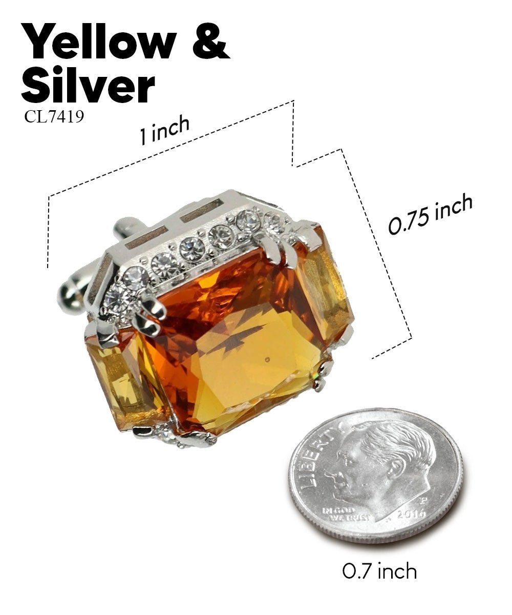 BLING Colorstone Cufflinks with Flanked Rectangular Crystal in a Box by Vittorio Vico (CL74XX) (CL - 7419) for Independent Retail Stores by Dubal Brothers