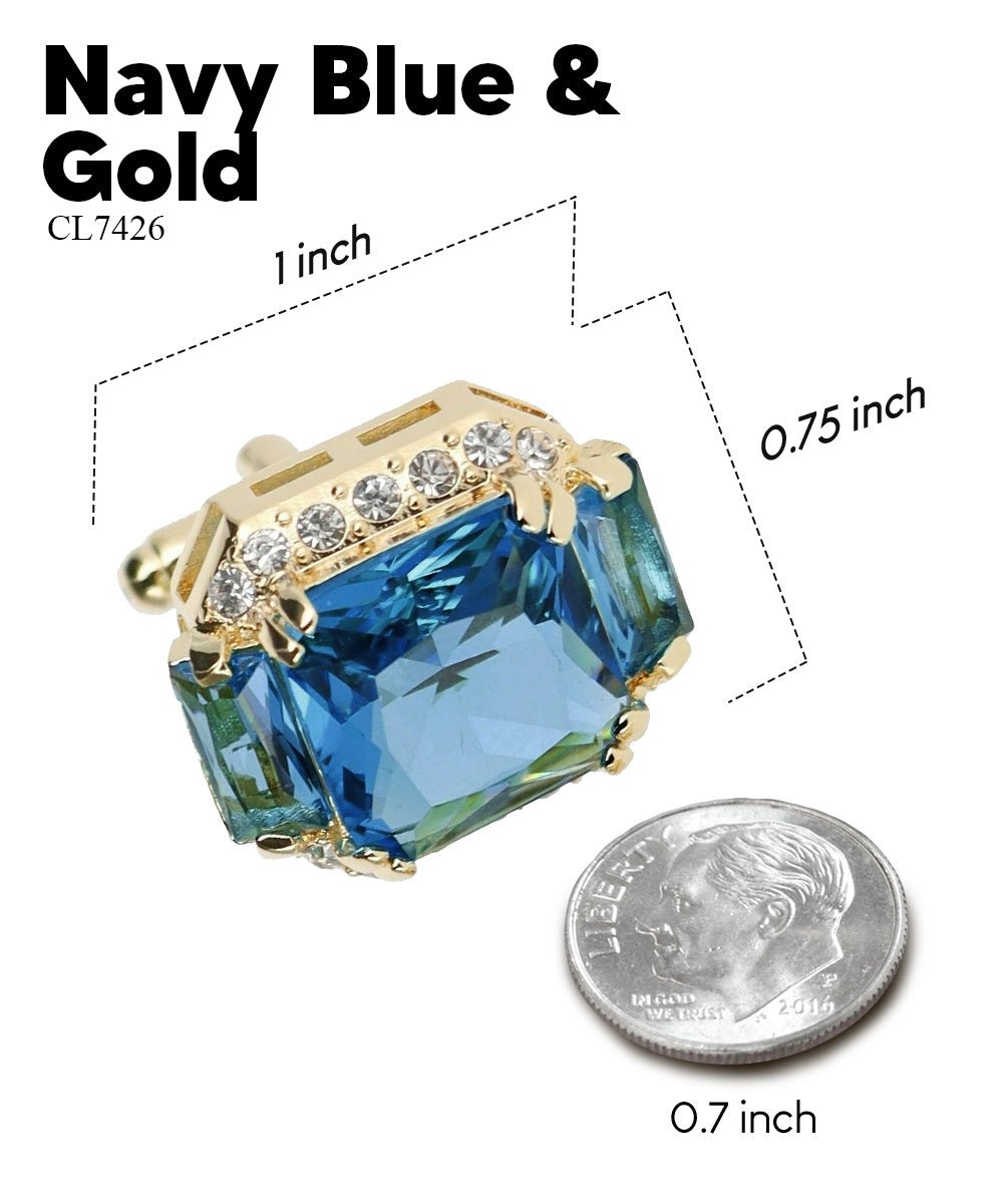 BLING Colorstone Cufflinks with Flanked Rectangular Crystal in a Box by Vittorio Vico (CL74XX) (CL - 7426) for Independent Retail Stores by Dubal Brothers