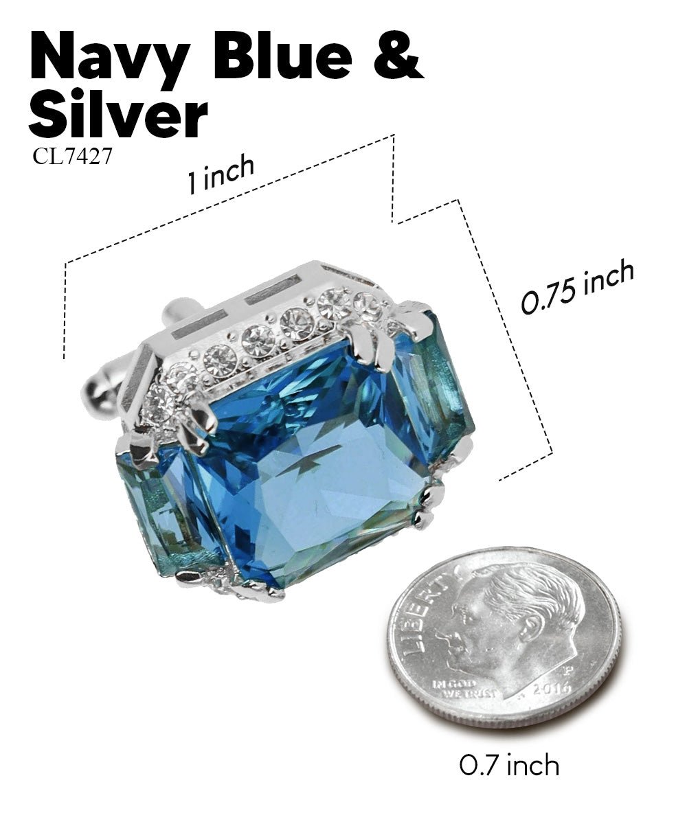 BLING Colorstone Cufflinks with Flanked Rectangular Crystal in a Box by Vittorio Vico (CL74XX) (CL - 7427) for Independent Retail Stores by Dubal Brothers