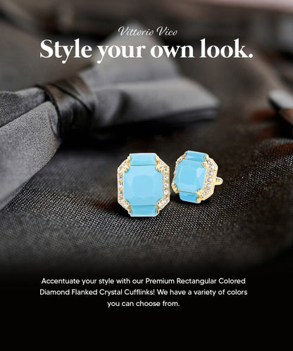 BLING Colorstone Cufflinks with Flanked Rectangular Crystal in a Box by Vittorio Vico (CL74XX) (CL - 7440) for Independent Retail Stores by Dubal Brothers