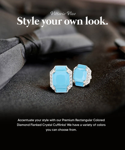 BLING Colorstone Cufflinks with Flanked Rectangular Crystal in a Box by Vittorio Vico (CL74XX) (CL - 7441) for Independent Retail Stores by Dubal Brothers