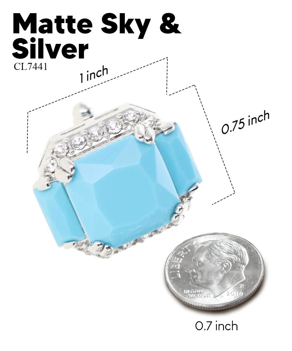 BLING Colorstone Cufflinks with Flanked Rectangular Crystal in a Box by Vittorio Vico (CL74XX) (CL - 7441) for Independent Retail Stores by Dubal Brothers