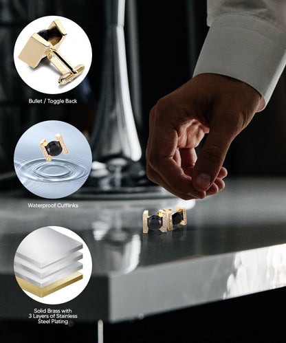 Bling Colorstone Cufflinks with Princess Setting in a Box by Vittorio Vico (CL14XX) (cl - 1400) for Independent Retail Stores by Dubal Brothers
