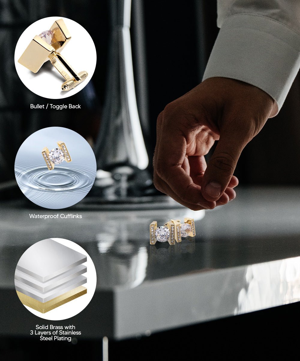 Bling Colorstone Cufflinks with Princess Setting in a Box by Vittorio Vico (CL14XX) (cl - 1402) for Independent Retail Stores by Dubal Brothers