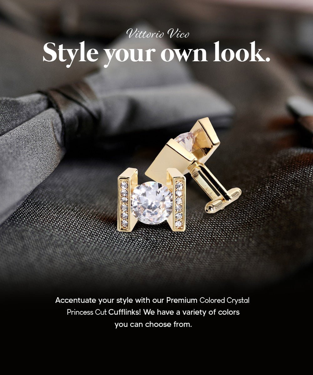 Bling Colorstone Cufflinks with Princess Setting in a Box by Vittorio Vico (CL14XX) (cl - 1402) for Independent Retail Stores by Dubal Brothers