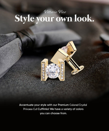 Bling Colorstone Cufflinks with Princess Setting in a Box by Vittorio Vico (CL14XX) (cl - 1402) for Independent Retail Stores by Dubal Brothers