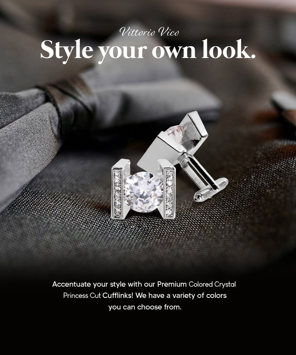 Bling Colorstone Cufflinks with Princess Setting in a Box by Vittorio Vico (CL14XX) (cl - 1403) for Independent Retail Stores by Dubal Brothers