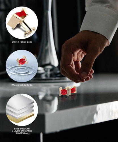 Bling Colorstone Cufflinks with Princess Setting in a Box by Vittorio Vico (CL14XX) (cl - 1404) for Independent Retail Stores by Dubal Brothers