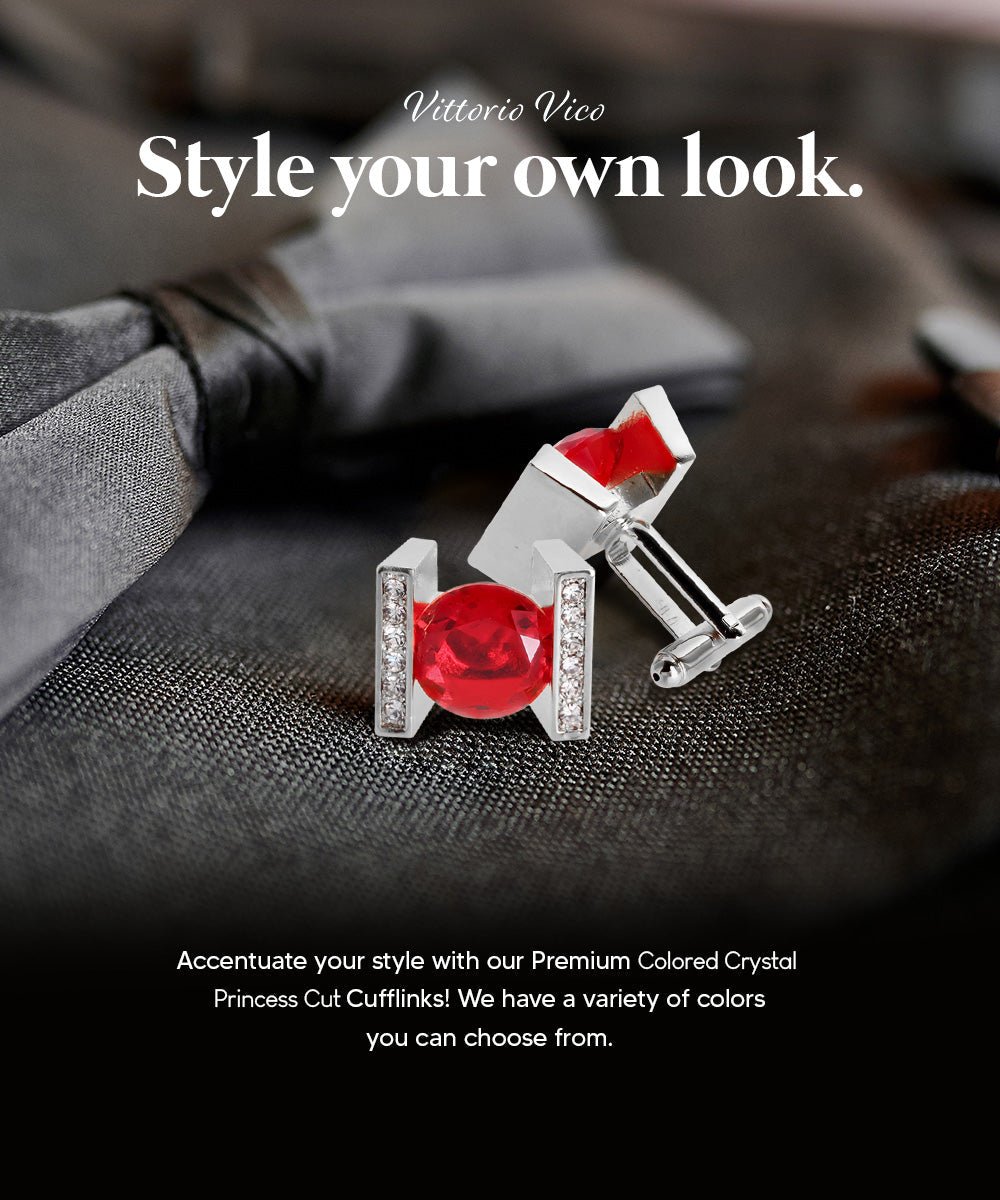 Bling Colorstone Cufflinks with Princess Setting in a Box by Vittorio Vico (CL14XX) (cl - 1405) for Independent Retail Stores by Dubal Brothers