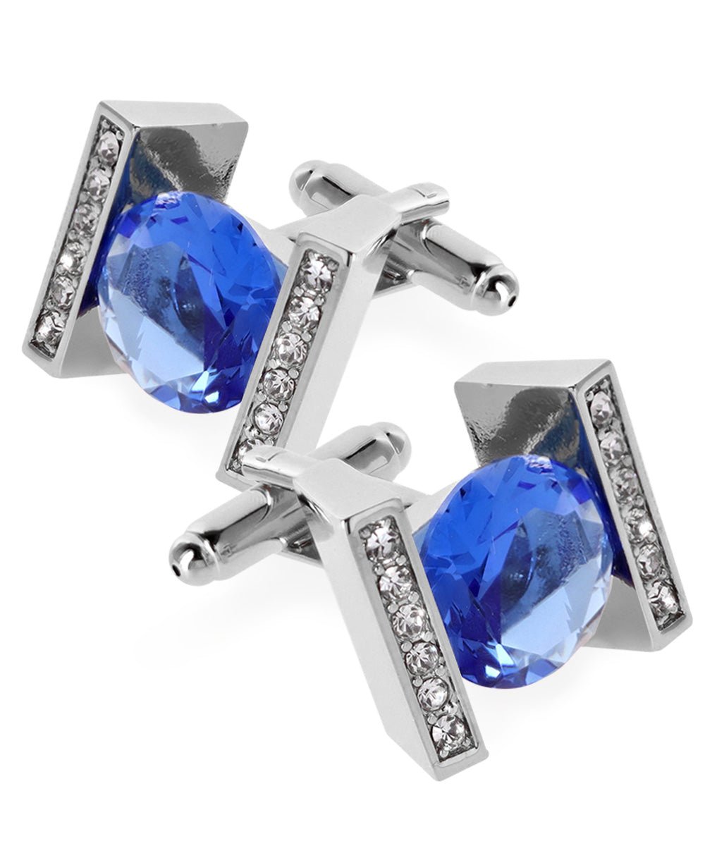 Bling Colorstone Cufflinks with Princess Setting in a Box by Vittorio Vico (CL14XX) (cl - 1407) for Independent Retail Stores by Dubal Brothers