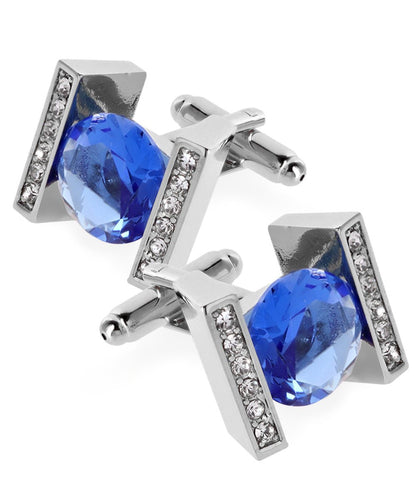 Bling Colorstone Cufflinks with Princess Setting in a Box by Vittorio Vico (CL14XX) (cl - 1407) for Independent Retail Stores by Dubal Brothers