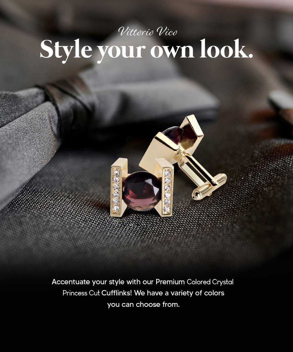 Bling Colorstone Cufflinks with Princess Setting in a Box by Vittorio Vico (CL14XX) (cl - 1410) for Independent Retail Stores by Dubal Brothers