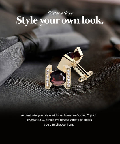 Bling Colorstone Cufflinks with Princess Setting in a Box by Vittorio Vico (CL14XX) (cl - 1410) for Independent Retail Stores by Dubal Brothers