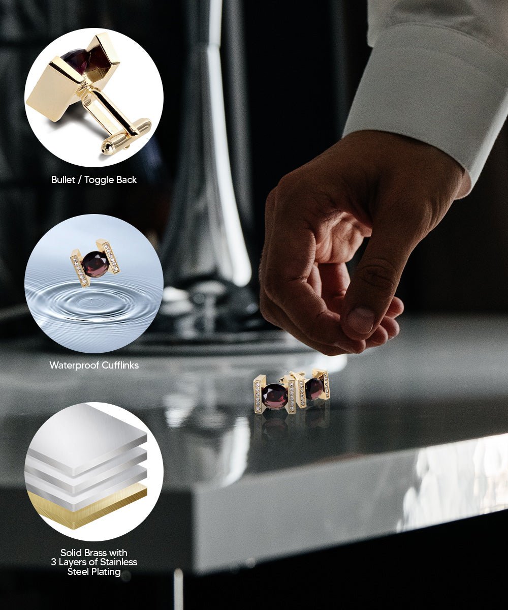 Bling Colorstone Cufflinks with Princess Setting in a Box by Vittorio Vico (CL14XX) (cl - 1410) for Independent Retail Stores by Dubal Brothers
