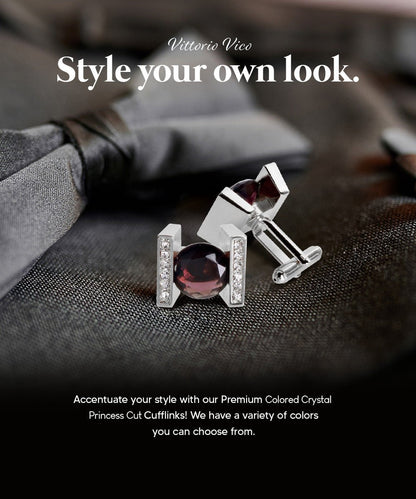 Bling Colorstone Cufflinks with Princess Setting in a Box by Vittorio Vico (CL14XX) (cl - 1411) for Independent Retail Stores by Dubal Brothers